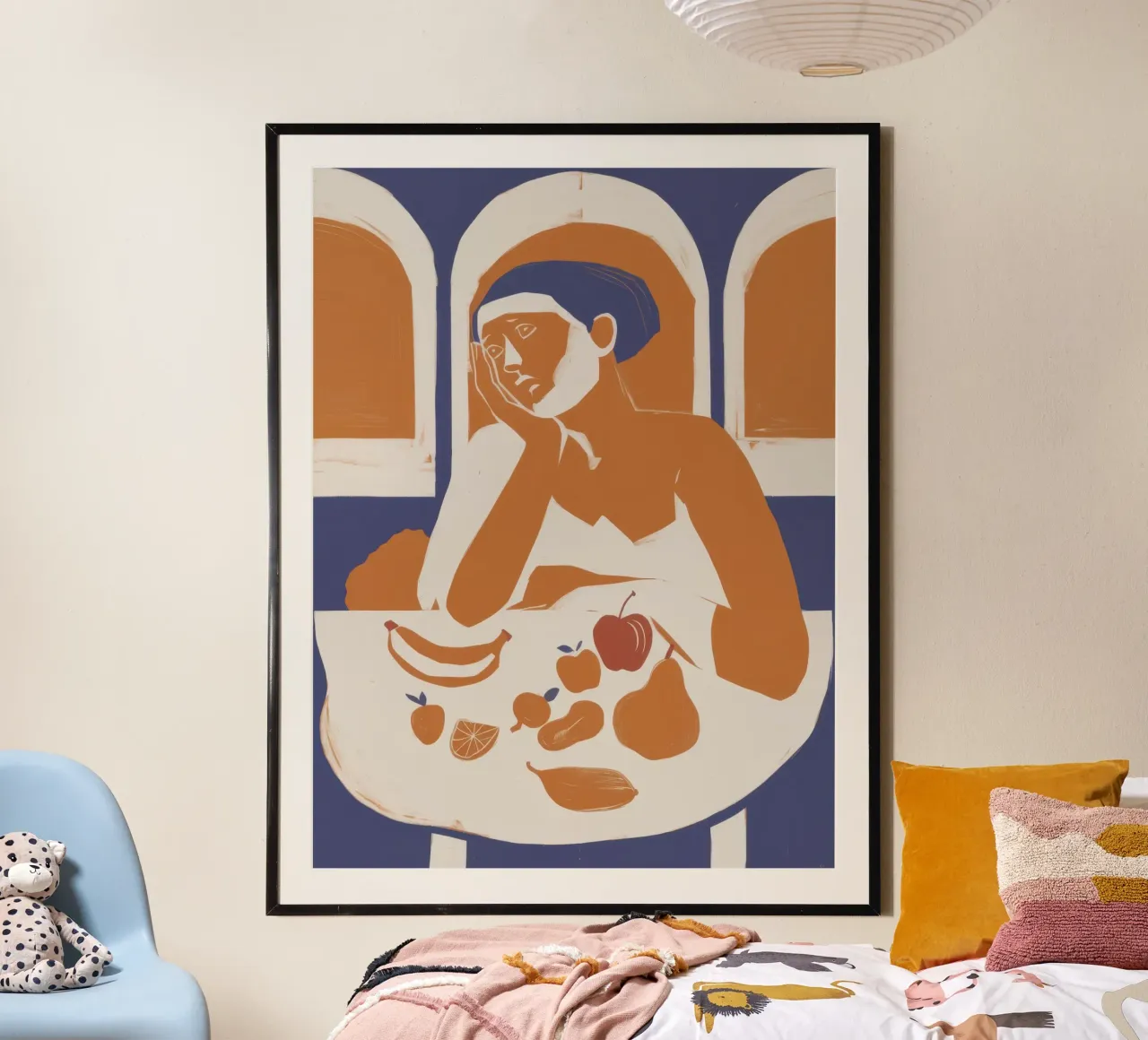 Festa contemplativa dei primati poster con telaio in alluminio da Mossy Pigment