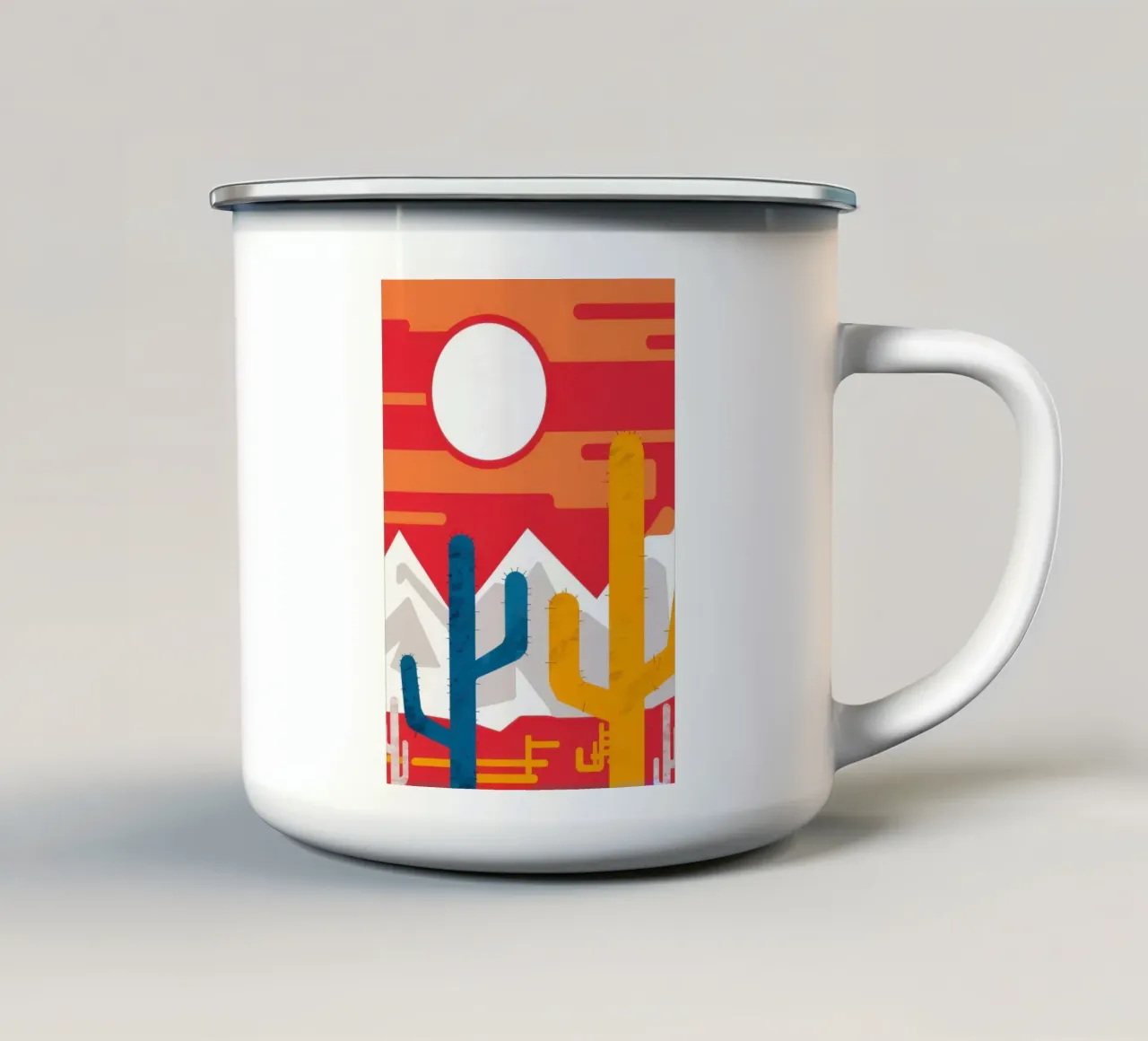 Cactus del deserto Sole rosso tazza in smalto da Lune Dreams