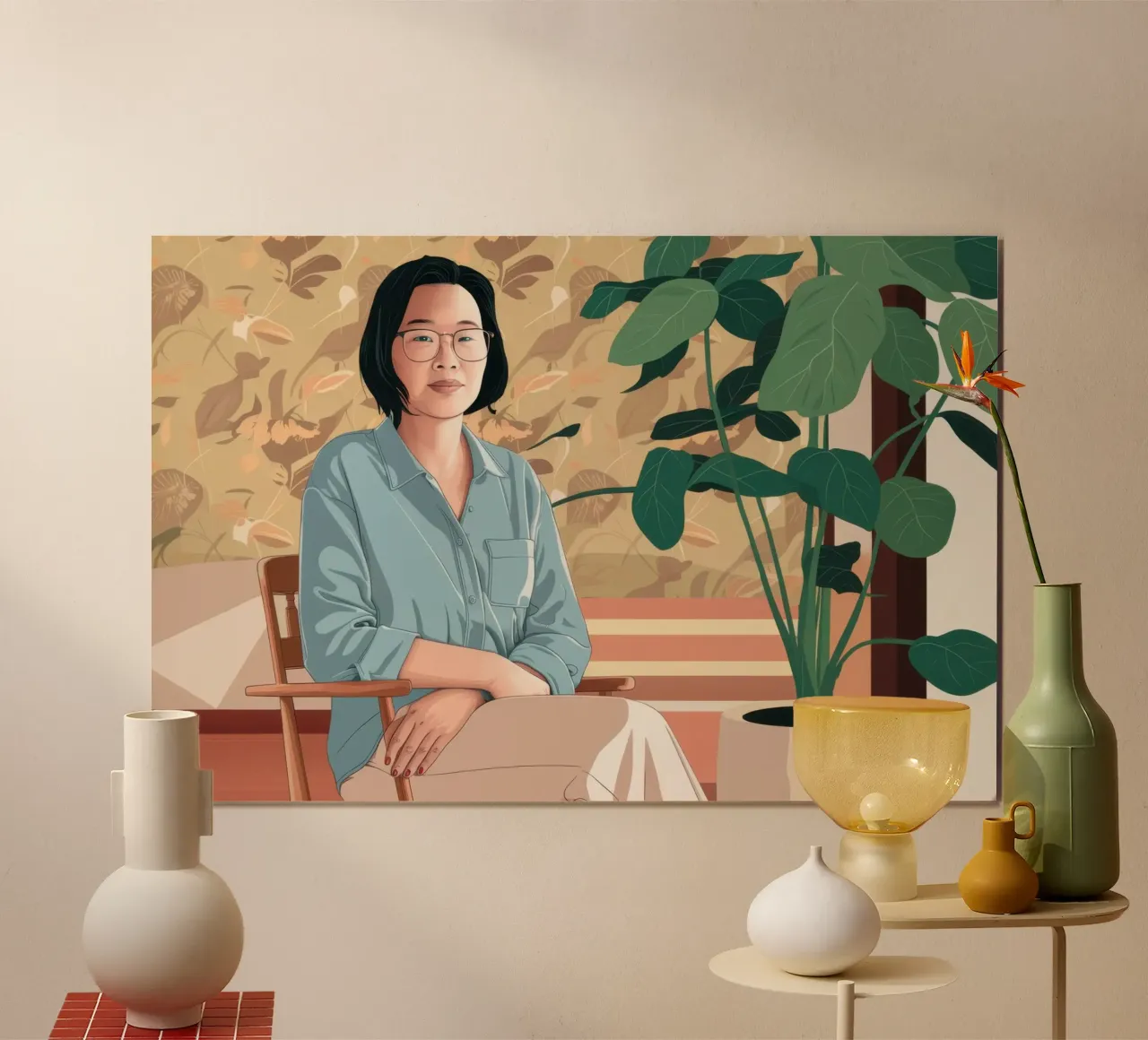 Kontemplative Arbeit von zu Hause aus Poster mit Kunststoffrahmen von Hollow Years
