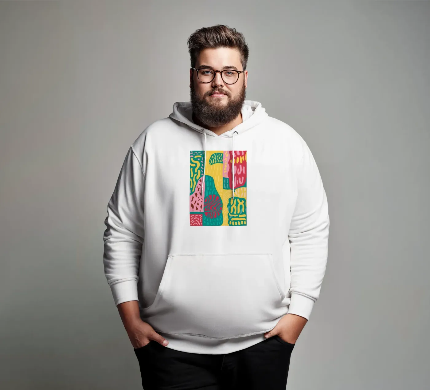 Vibrant Pattern Patchwork hoodie van Sentinel Glow