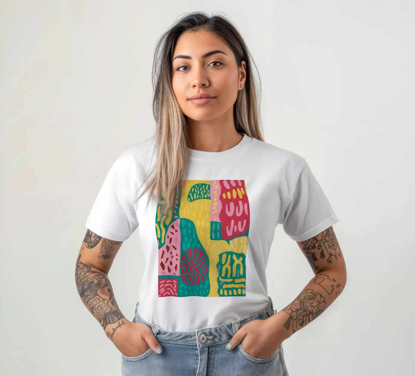 Vibrant Pattern Patchwork t-shirt by Sentinel Glow