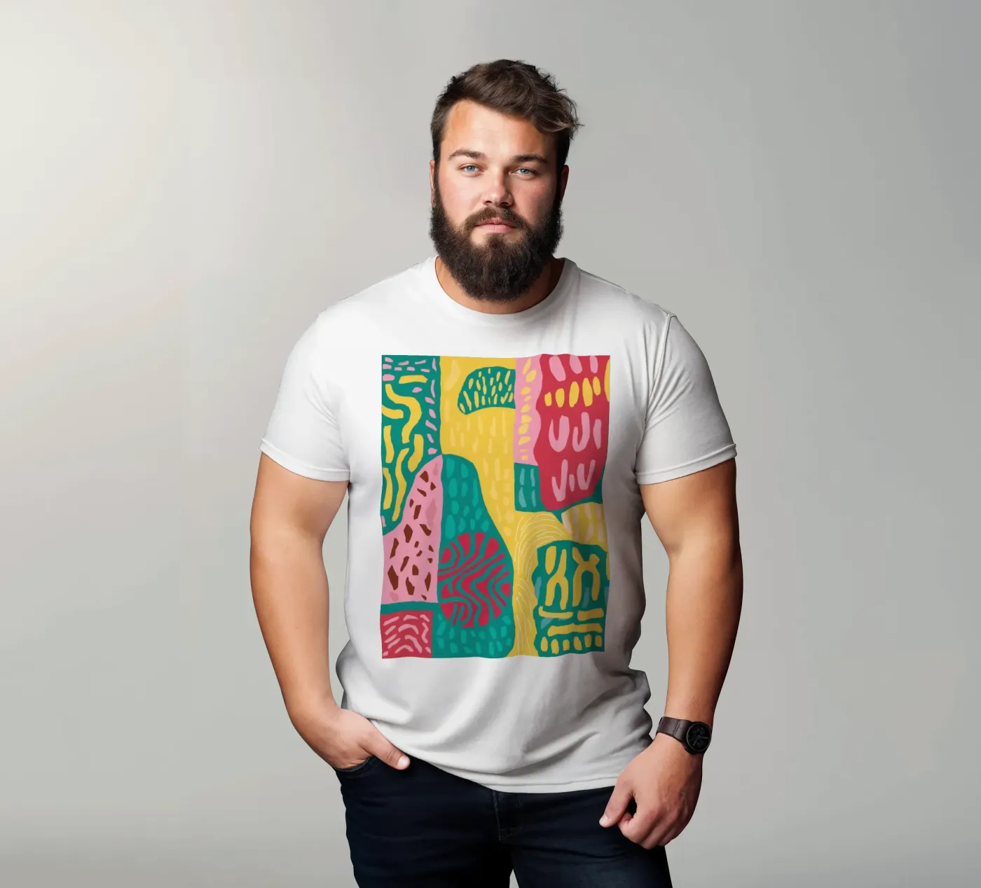 Lebendiges Muster Patchwork T-Shirt von Sentinel Glow