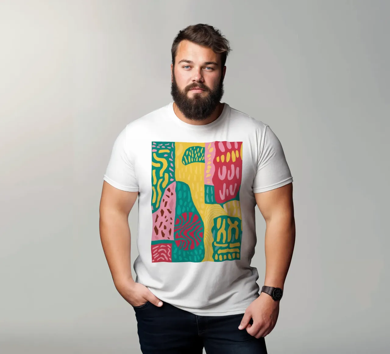 Patchwork a motivi vivaci t-shirt da Sentinel Glow