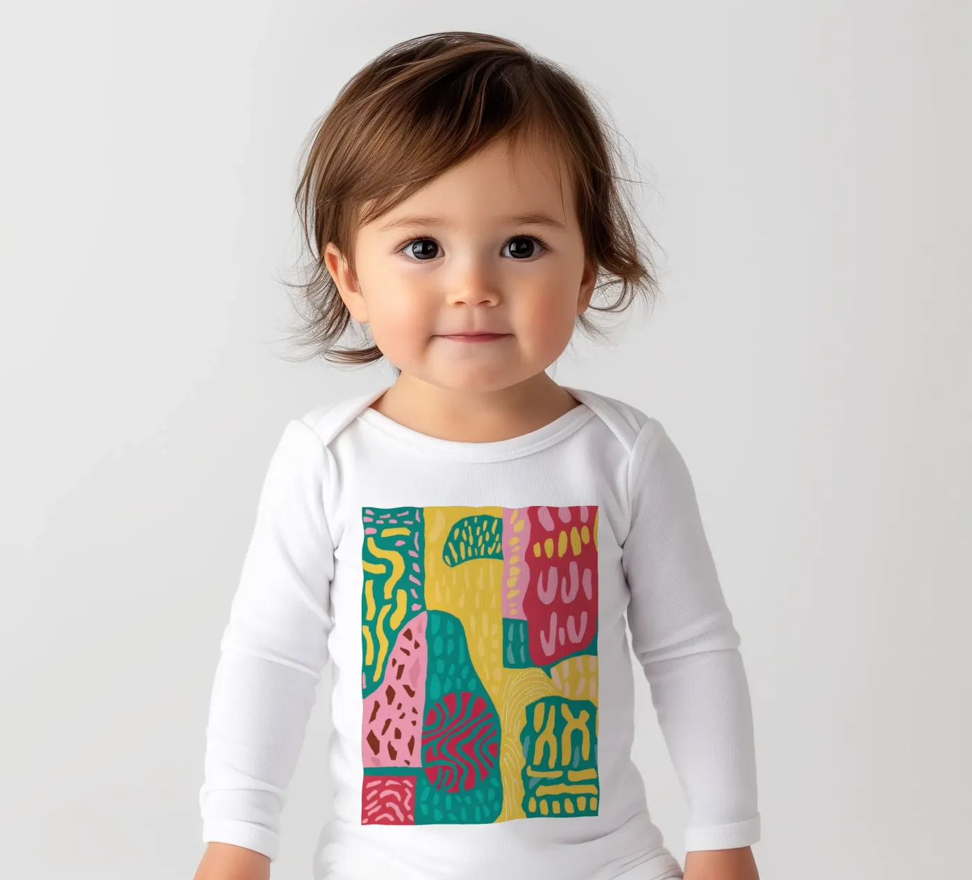 Lebendiges Muster Patchwork Langarm Babybody von Sentinel Glow