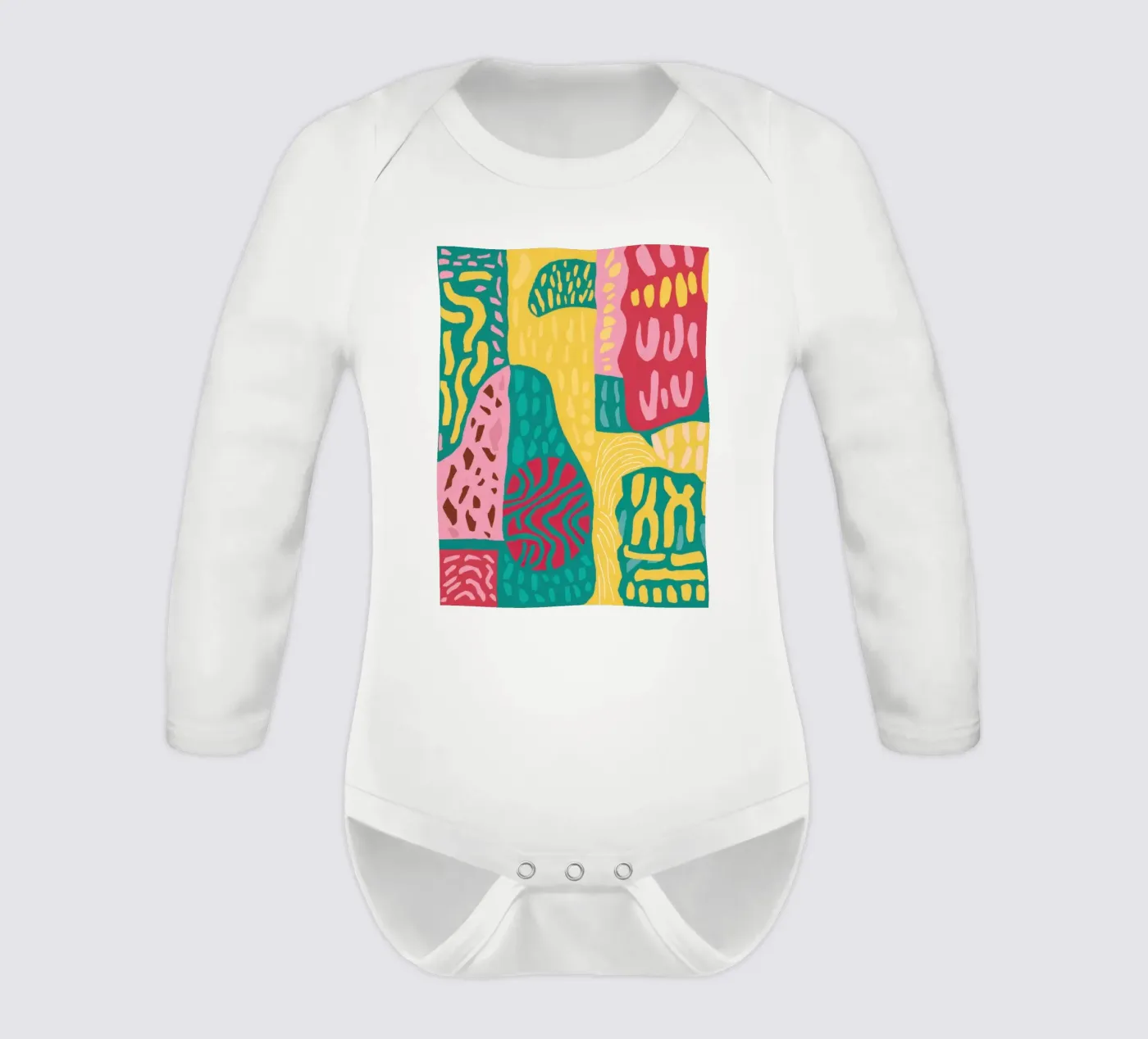 Lebendiges Muster Patchwork Langarm Babybody von Sentinel Glow