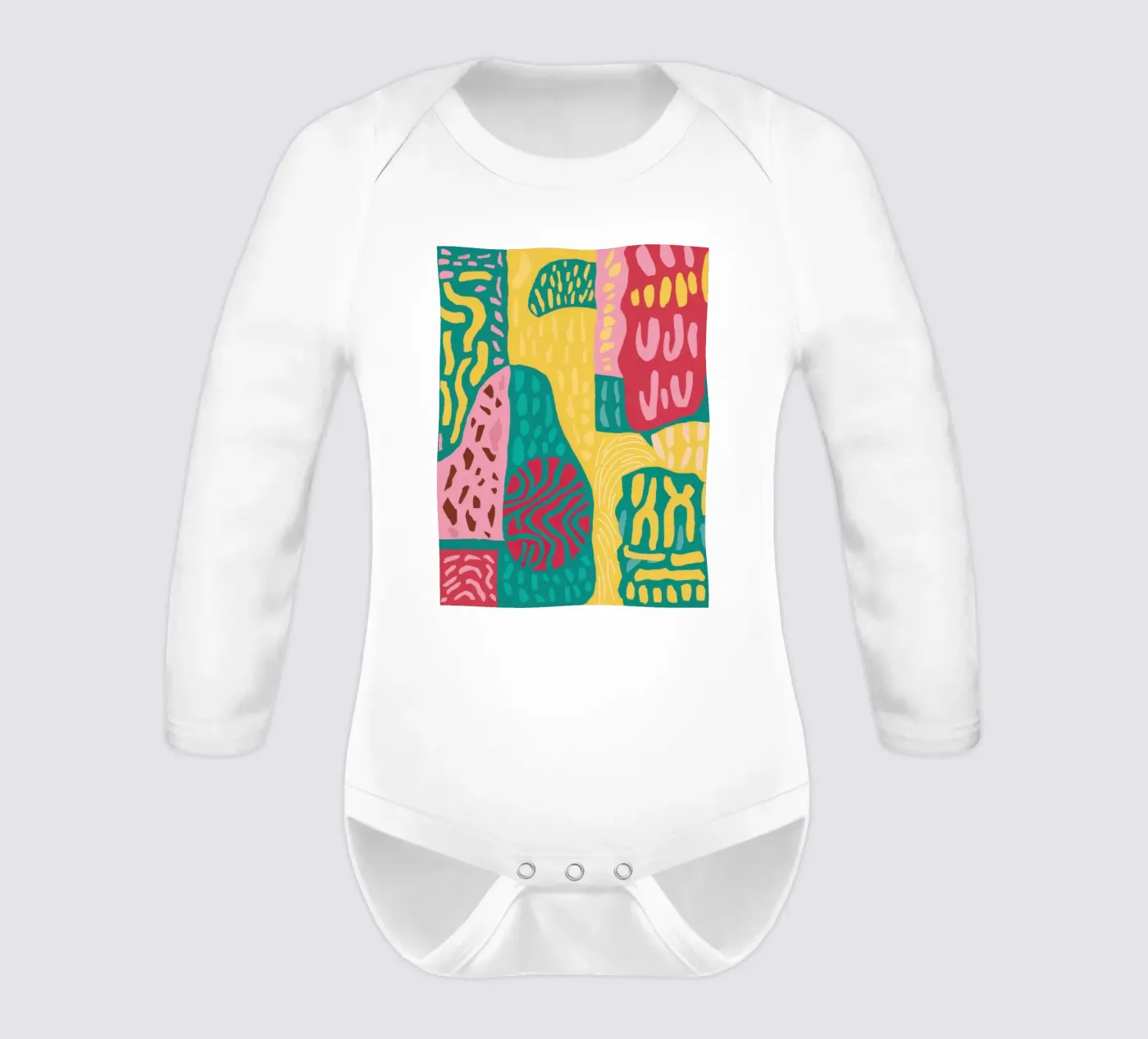 Lebendiges Muster Patchwork Langarm Babybody von Sentinel Glow