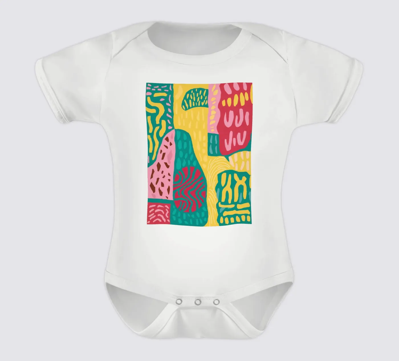 Patchwork a motivi vivaci body neonato maniche corte da Sentinel Glow