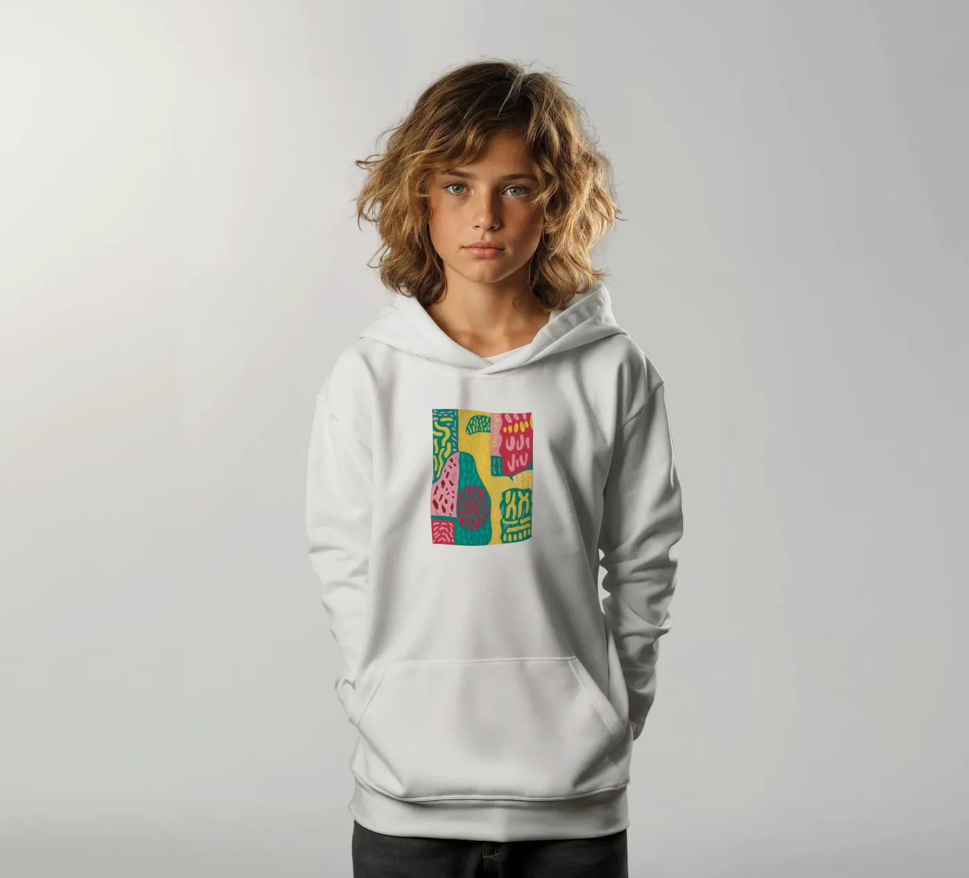 Lebendiges Muster Patchwork Kinder Hoodie von Sentinel Glow