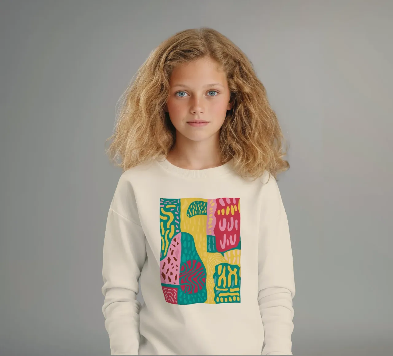 Vibrant Pattern Patchwork kids sweatshirt by Sentinel Glow