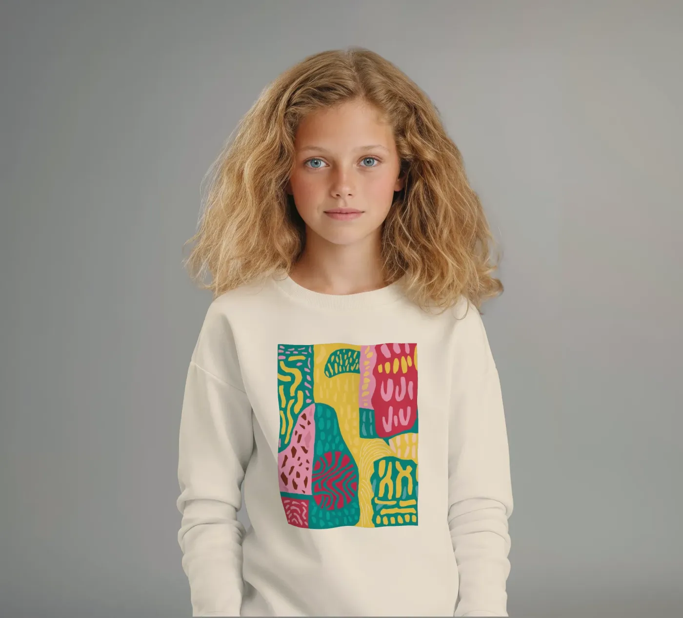 Patchwork de motifs vibrants sweat enfant de Sentinel Glow