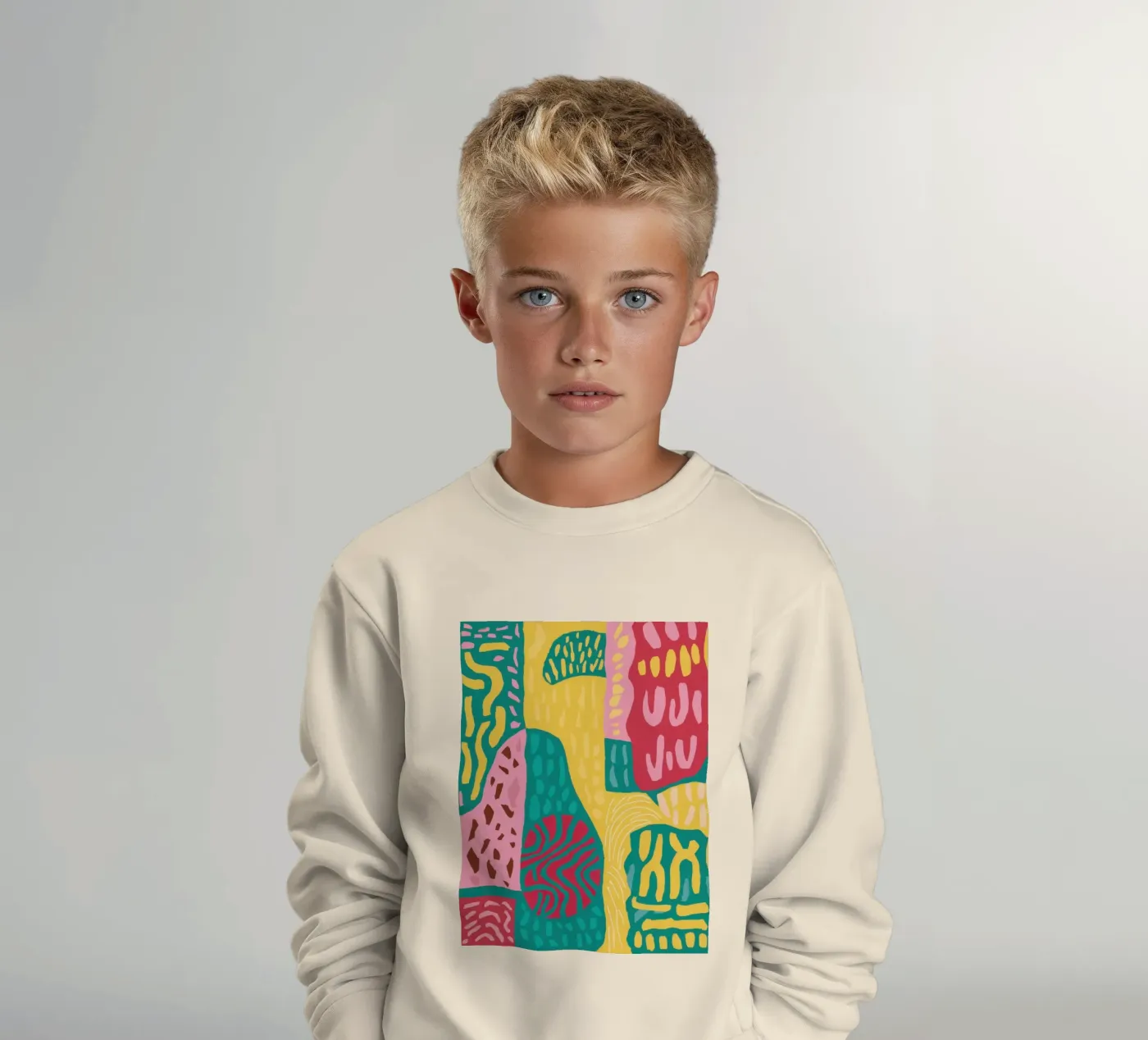 Patchwork de motifs vibrants sweat enfant de Sentinel Glow