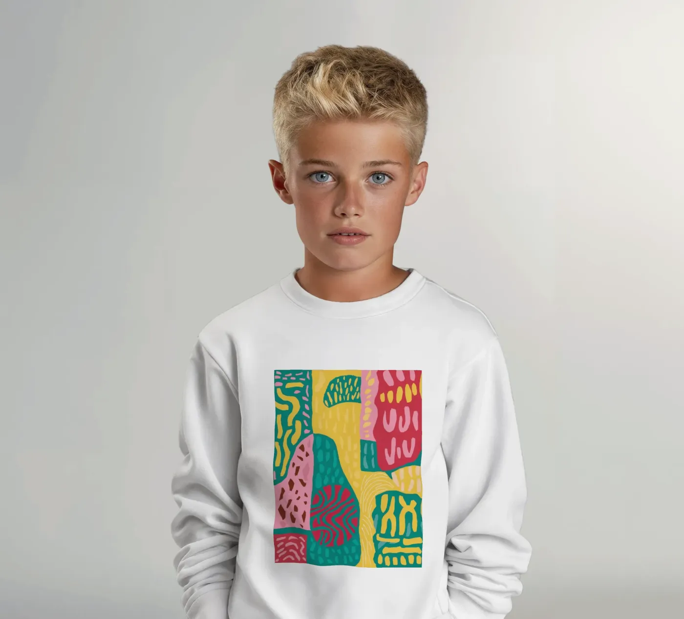 Patchwork de motifs vibrants sweat enfant de Sentinel Glow