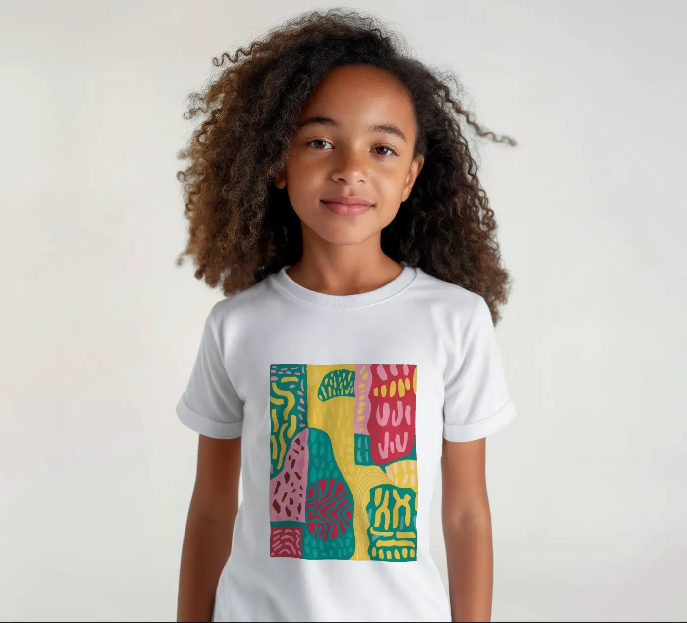 Vibrant Pattern Patchwork kids t-shirt by Sentinel Glow