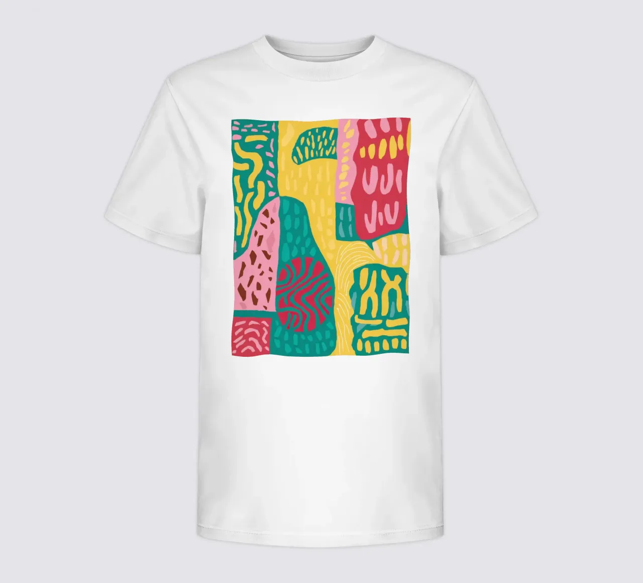 Vibrant Pattern Patchwork kids t-shirt by Sentinel Glow