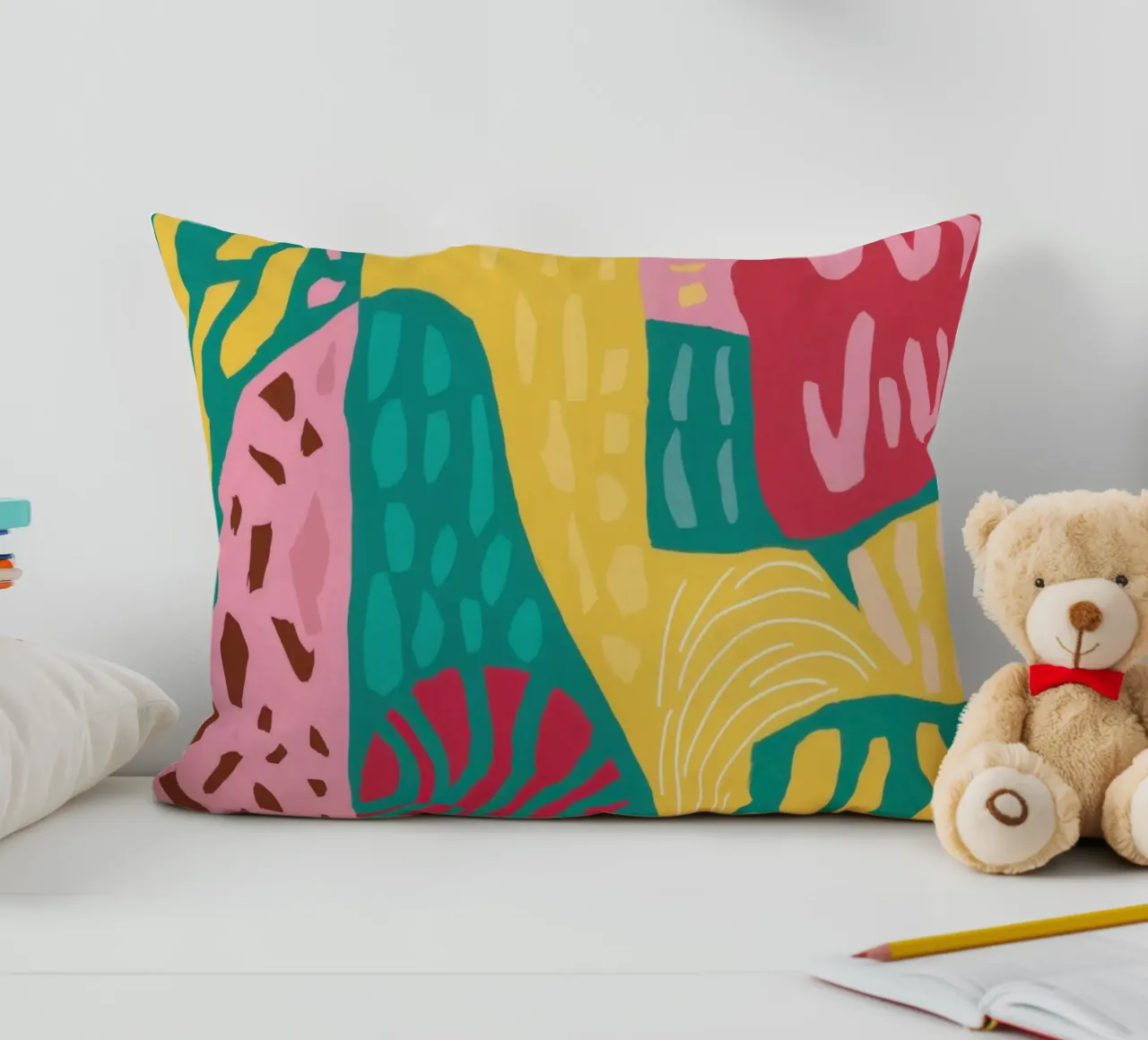 Patchwork a motivi vivaci cuscino da Sentinel Glow