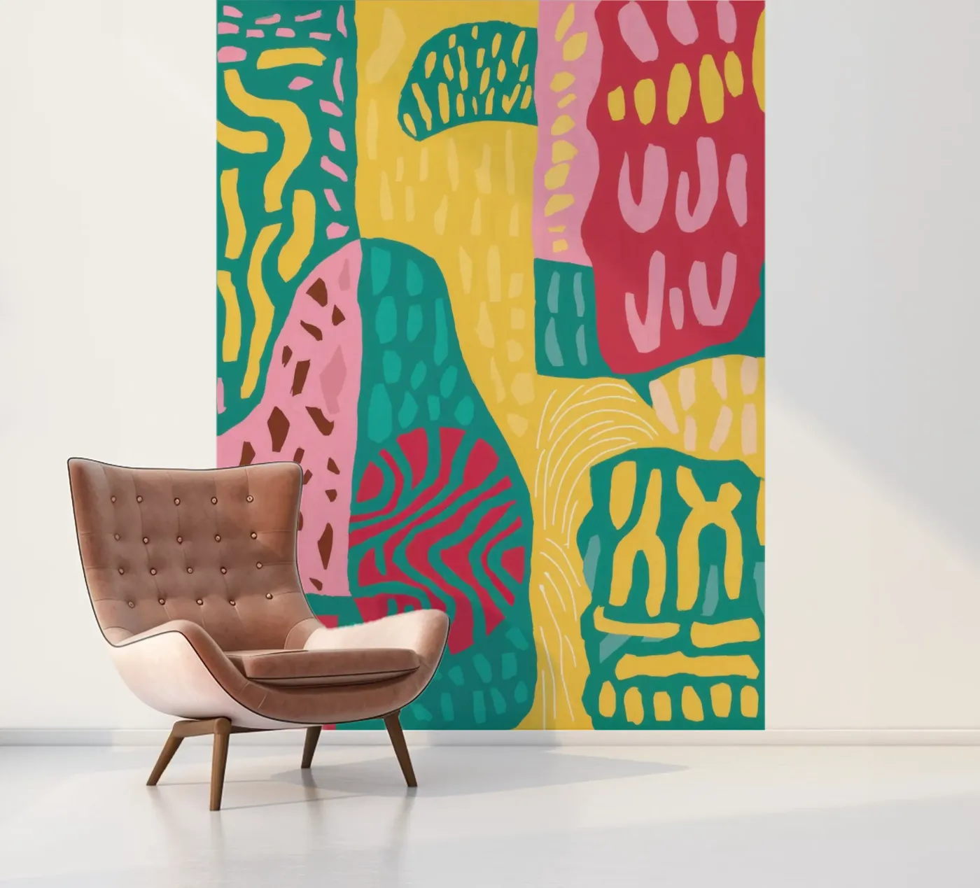 Vibrant Pattern Patchwork fotobehang van Sentinel Glow