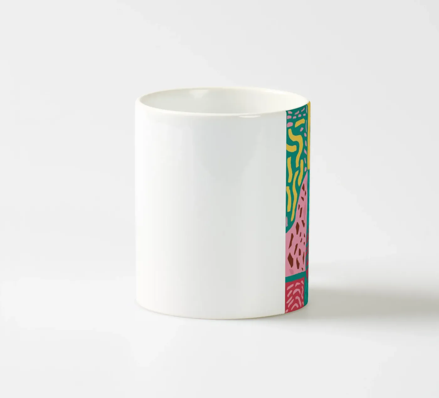 Vibrant Pattern Patchwork ceramic mug by Sentinel Glow