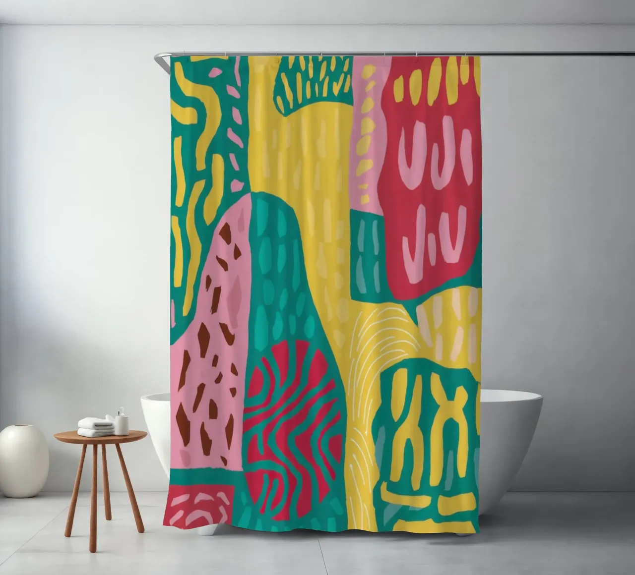 Vibrant Pattern Patchwork shower curtain by Sentinel Glow