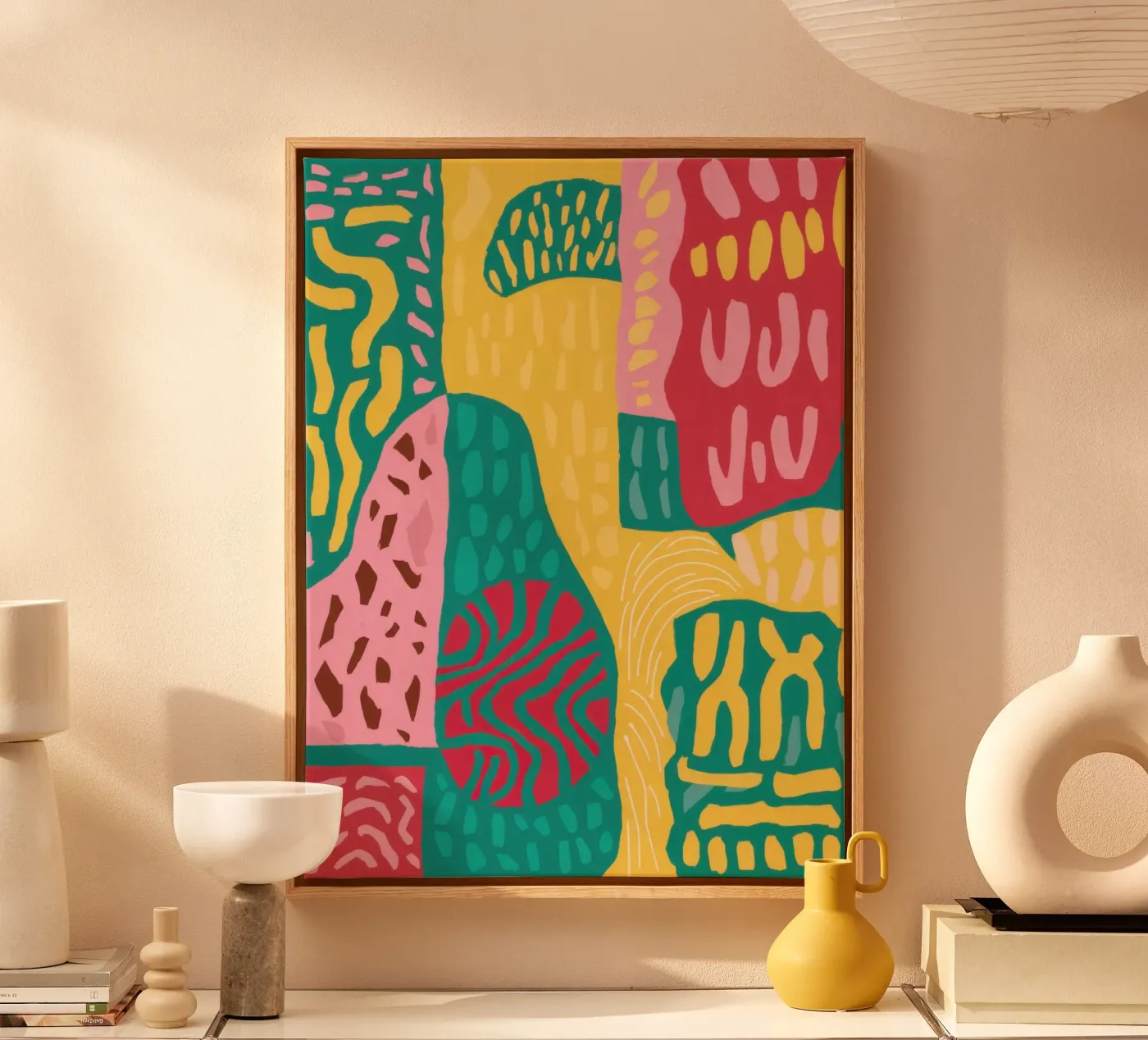Vibrant Pattern Patchwork Leinwand von Sentinel Glow