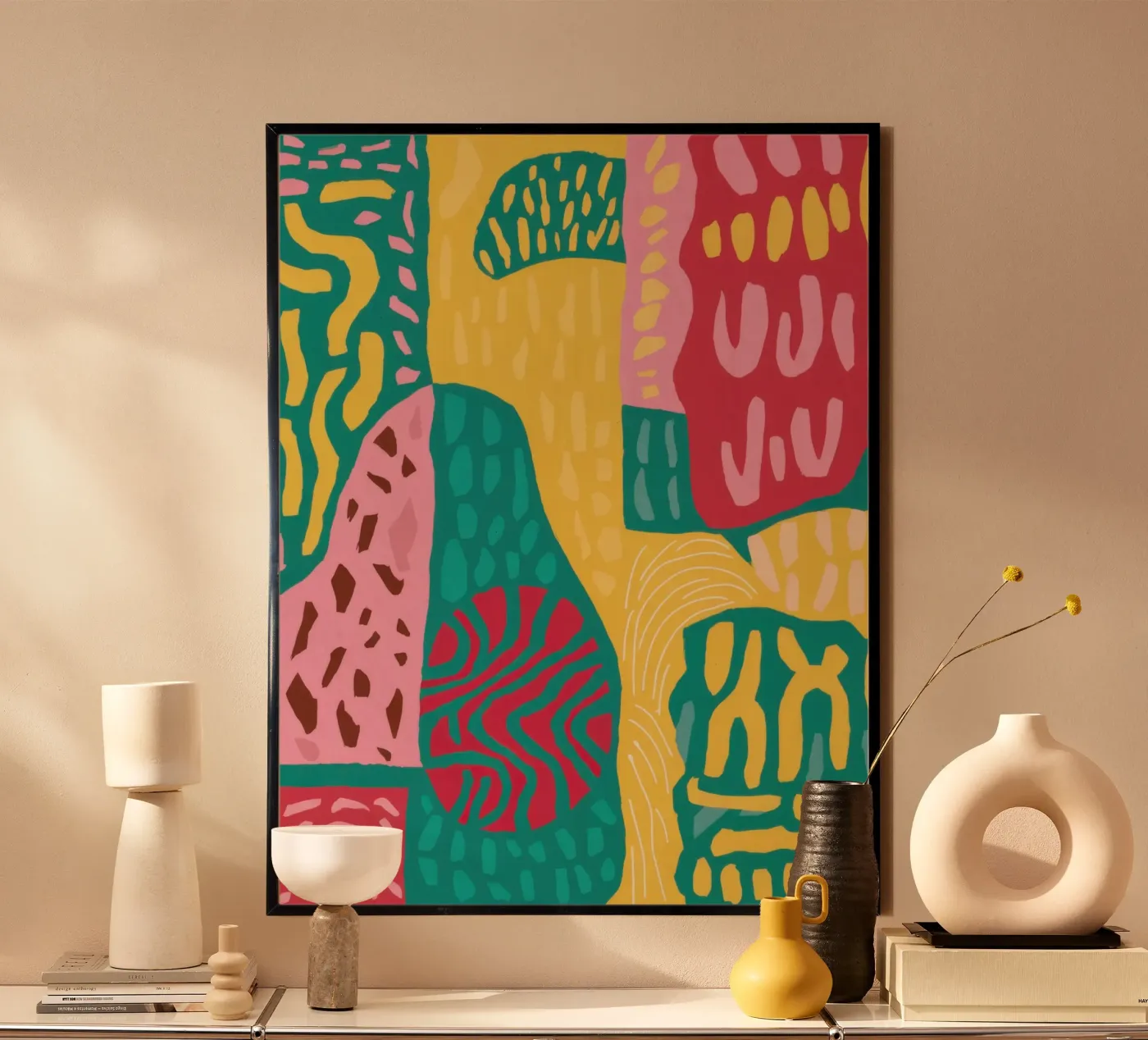 Vibrant Pattern Patchwork poster by Sentinel Glow