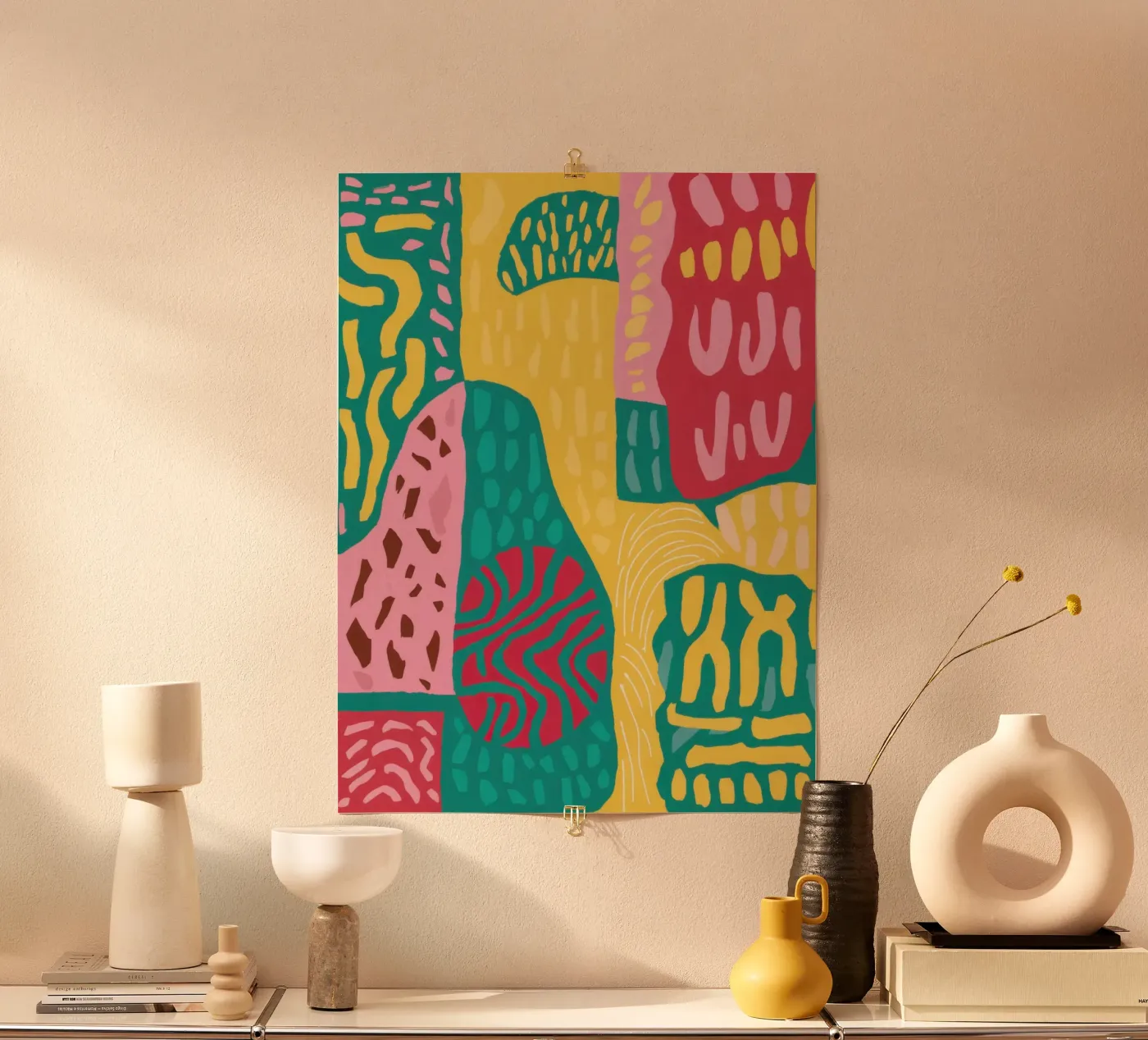 Vibrant Pattern Patchwork poster by Sentinel Glow
