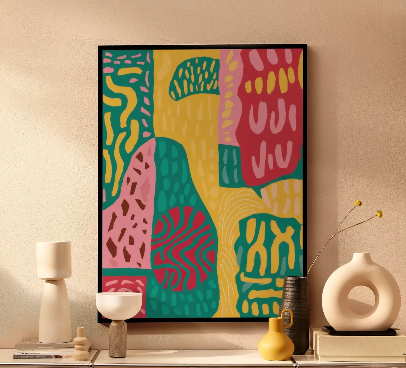 Vibrant Pattern Patchwork poster by Sentinel Glow