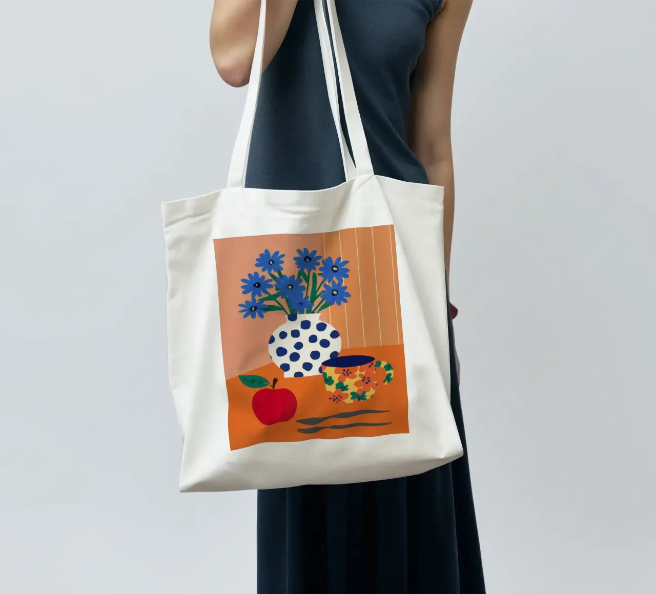 Polka, Dot Floral Stillness tote bag de Mossy Pigment