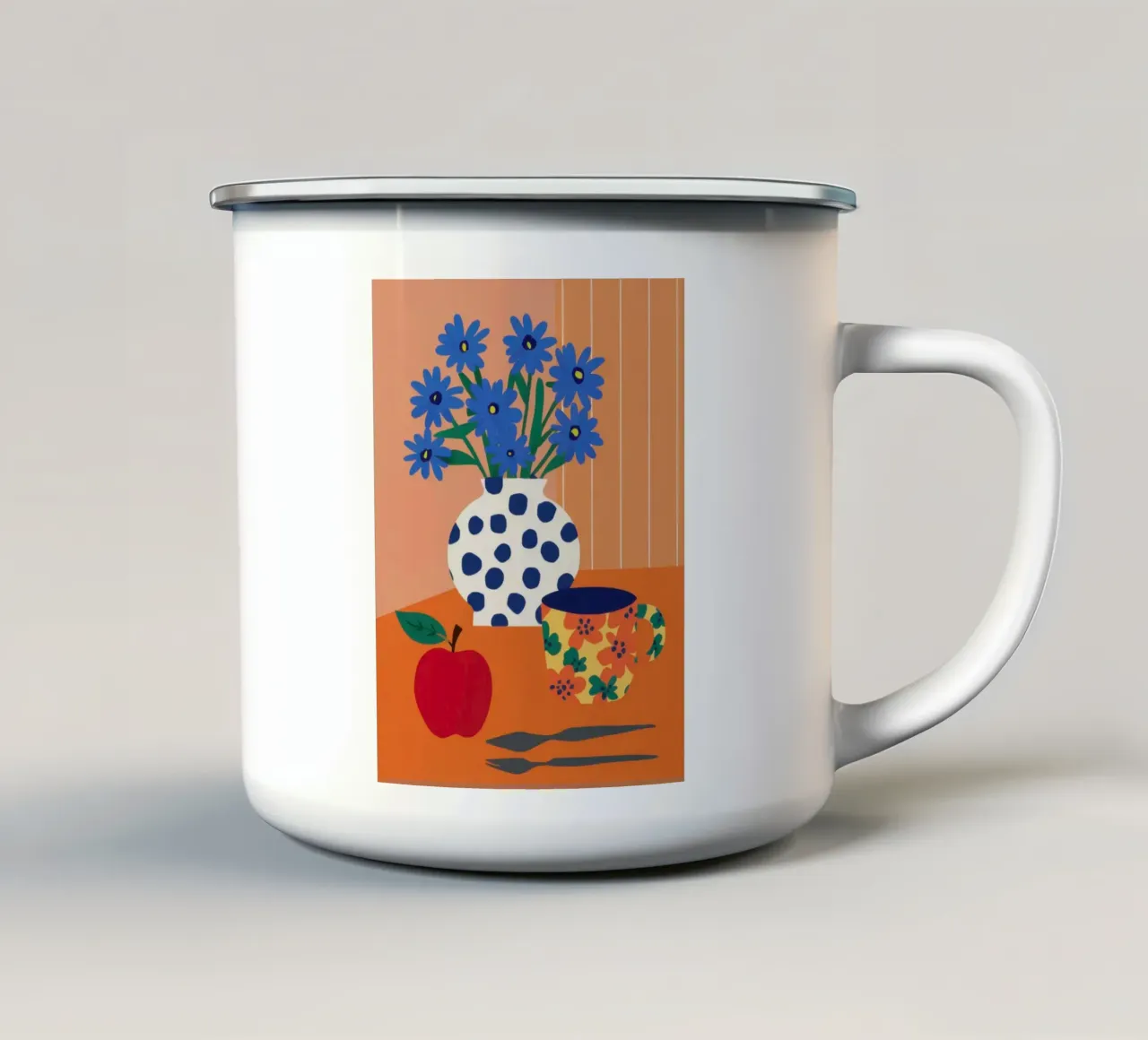 Pois, pois e fiori tazza in smalto da Mossy Pigment