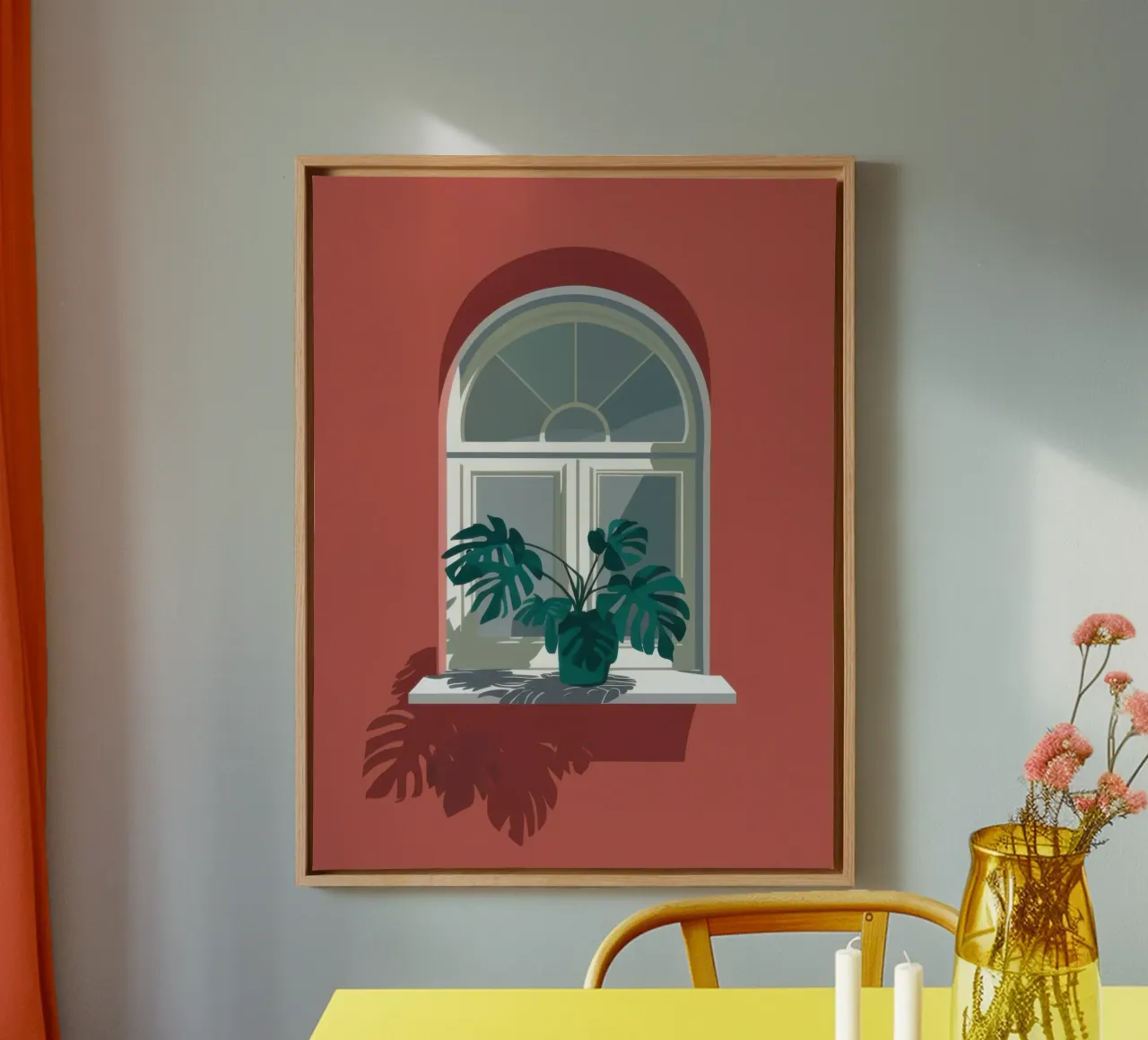 Sanctuary Window View canvas with Floater frame by Hollow Years