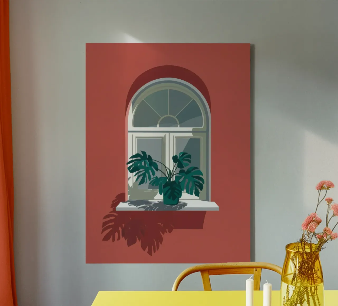 Sanctuary Window View canvas with Floater frame by Hollow Years