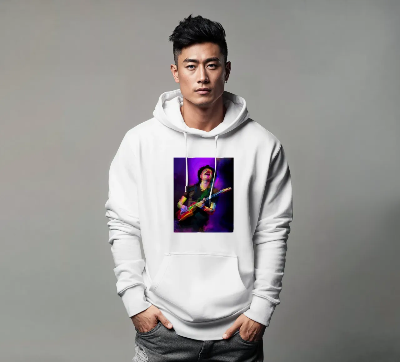 Carlos Santana abstract colorful pop art felpa con cappuccio da Hantamrata