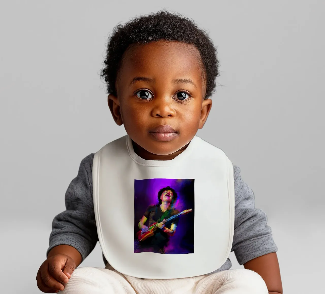 Carlos Santana abstract colorful pop art bavaglino da Hantamrata