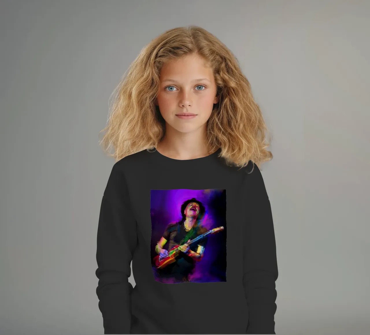 Carlos Santana abstract colorful pop art felpa bambino da Hantamrata