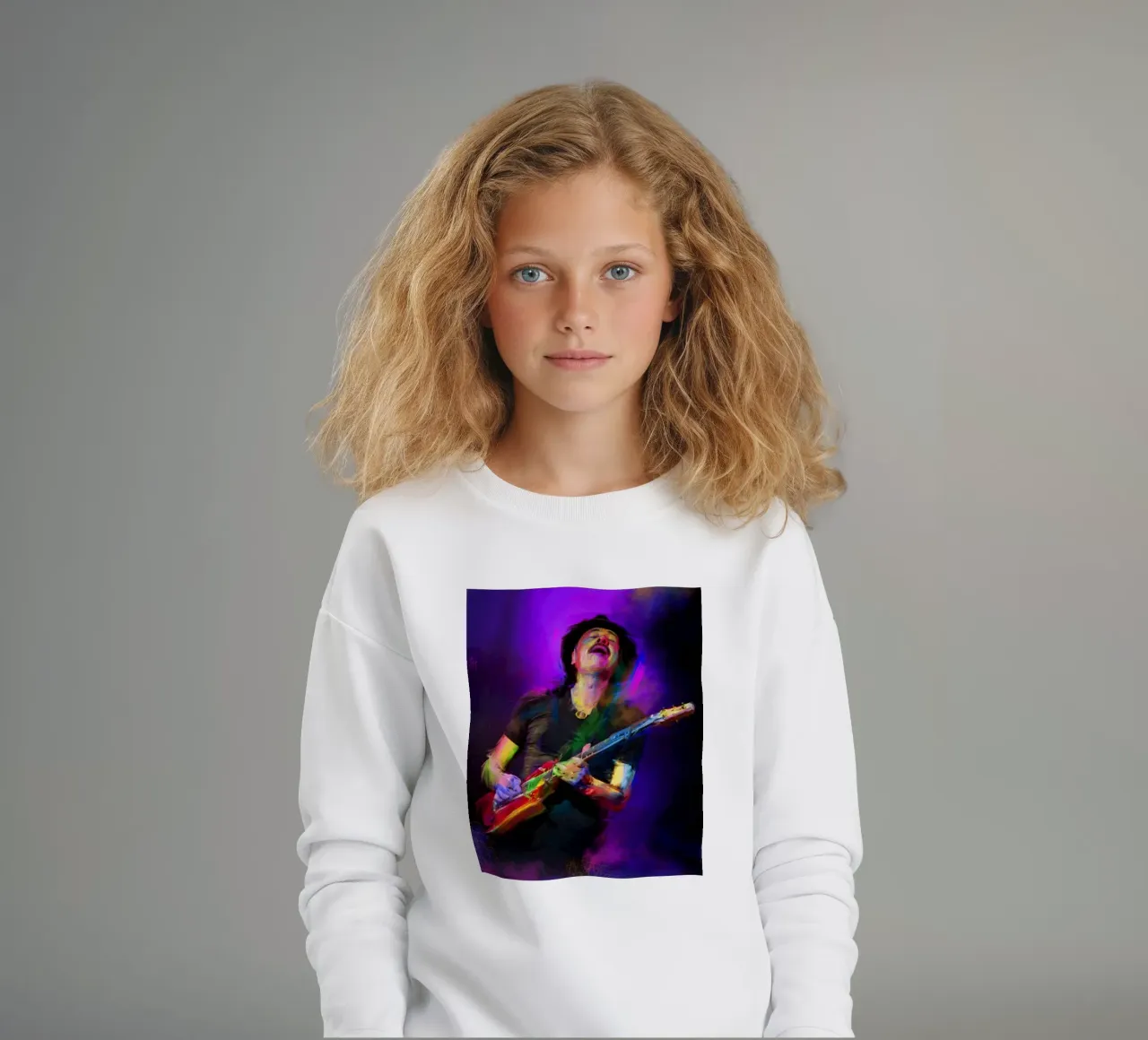 Carlos Santana abstract colorful pop art felpa bambino da Hantamrata