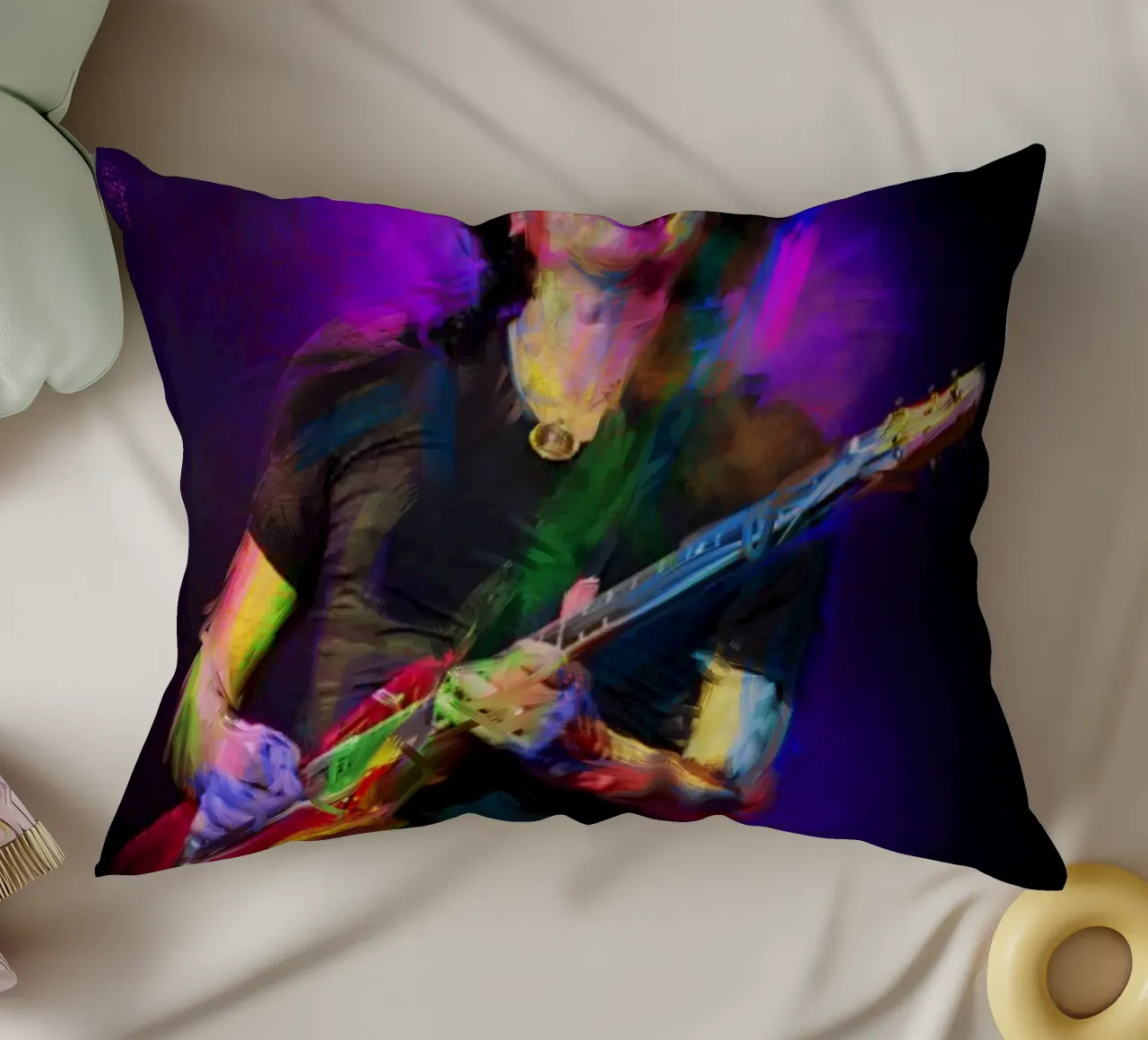 Carlos Santana abstract colorful pop art cuscino da Hantamrata