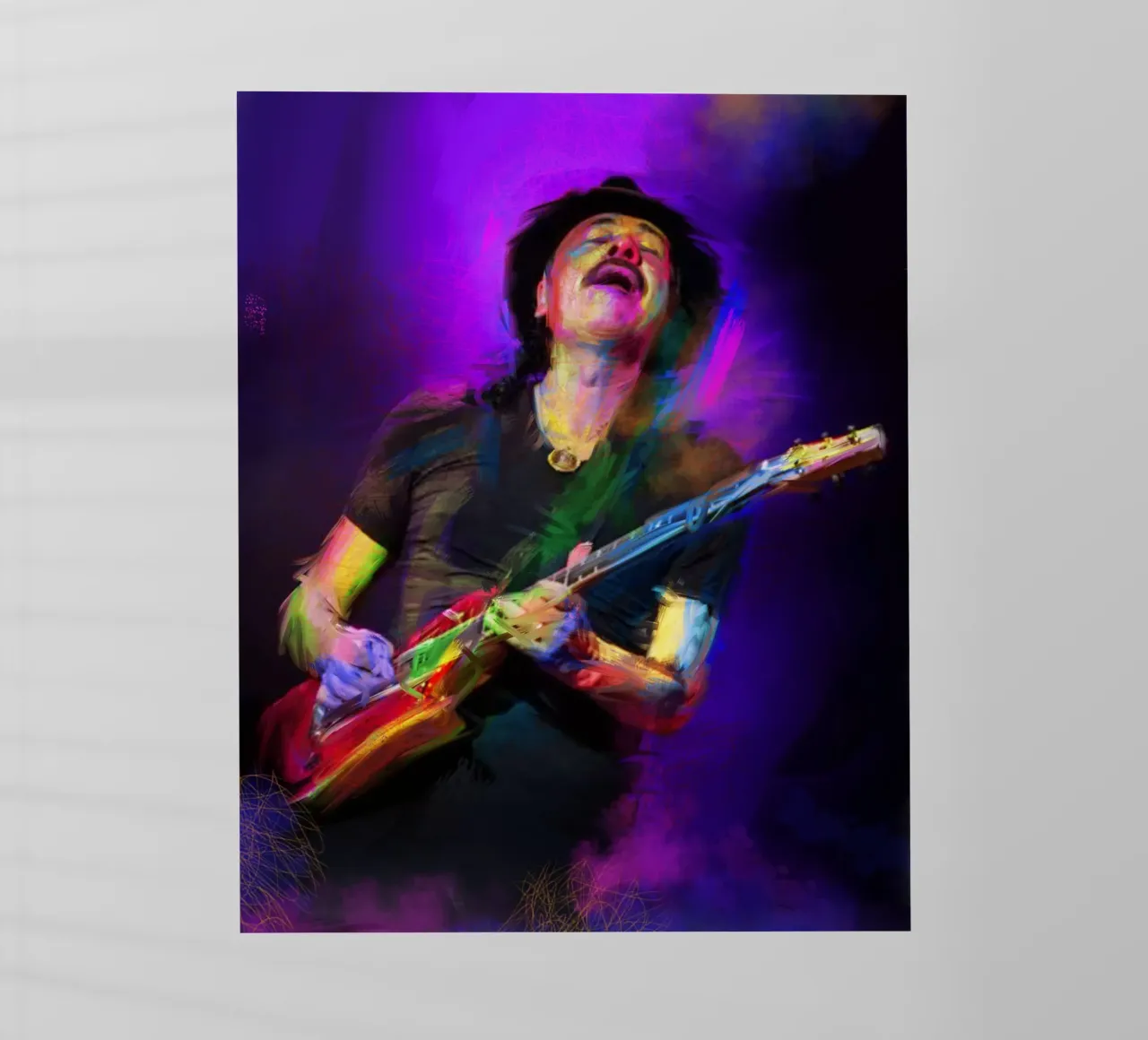 Carlos Santana abstract colorful pop art pellicola backlit da Hantamrata