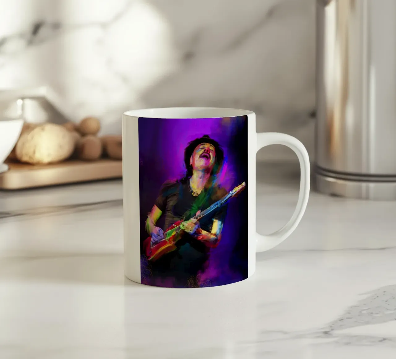 Carlos Santana abstract colorful pop art tazza in ceramica da Hantamrata