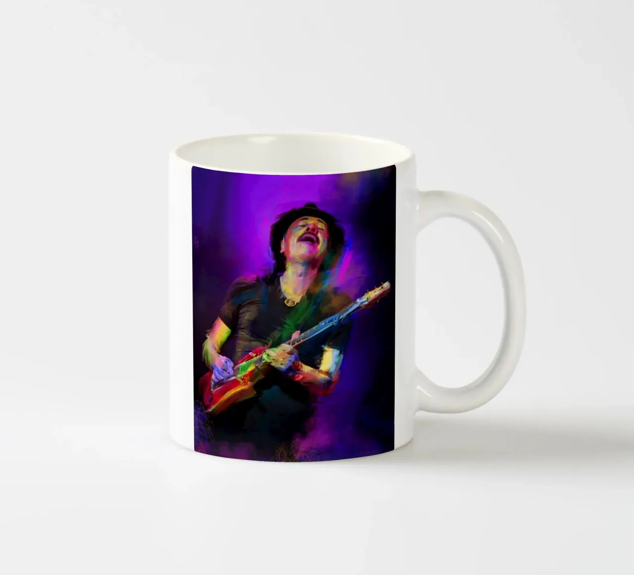 Carlos Santana abstract colorful pop art tazza in ceramica da Hantamrata