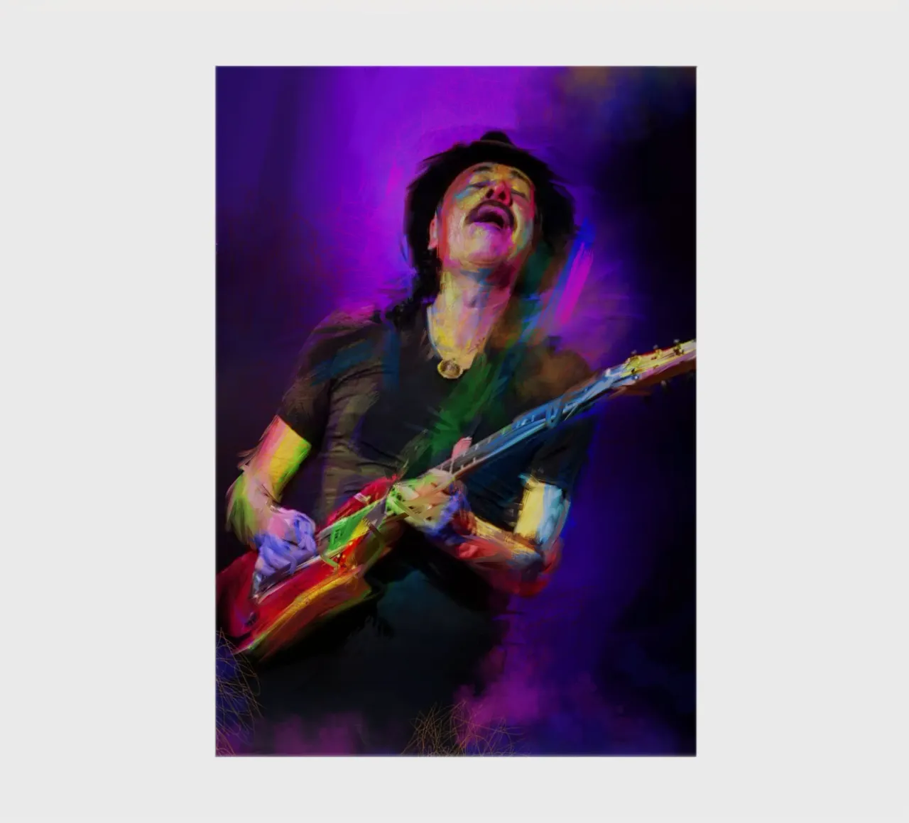 Carlos Santana abstract colorful pop art notebook by Hantamrata