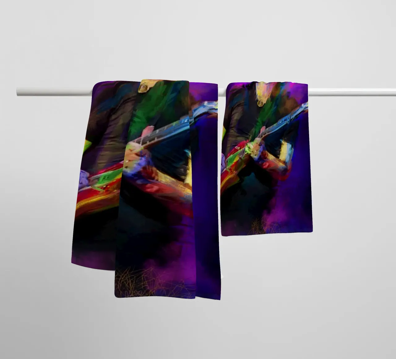 Carlos Santana abstract colorful pop art asciugamano da bagno da Hantamrata