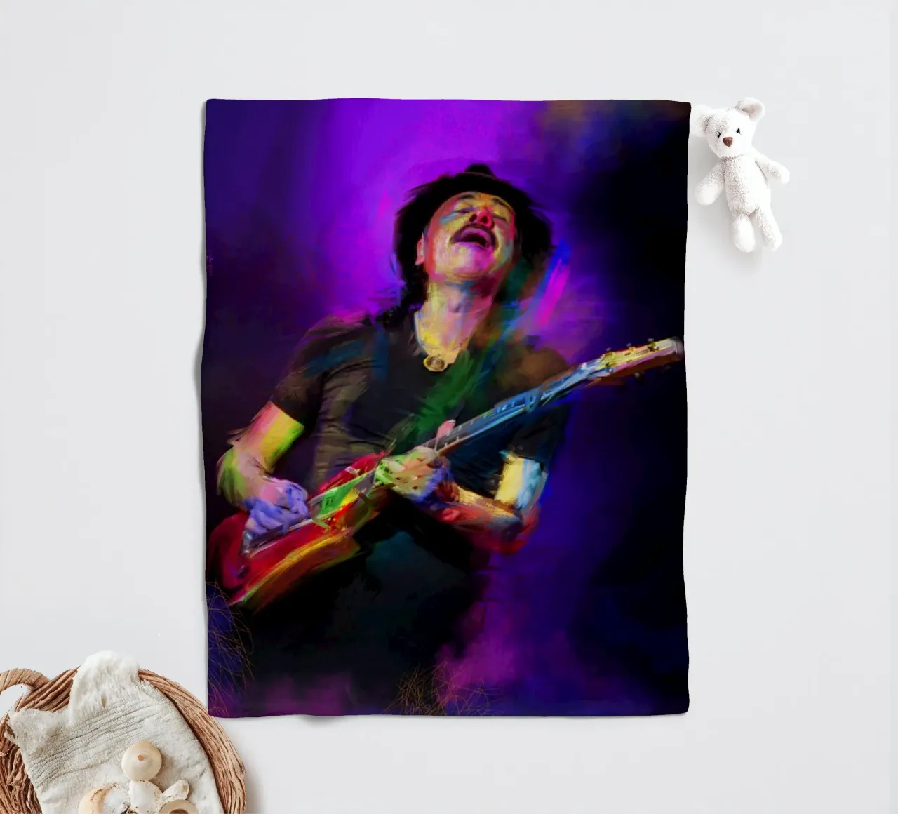 Carlos Santana abstract colorful pop art coperta in pile da Hantamrata