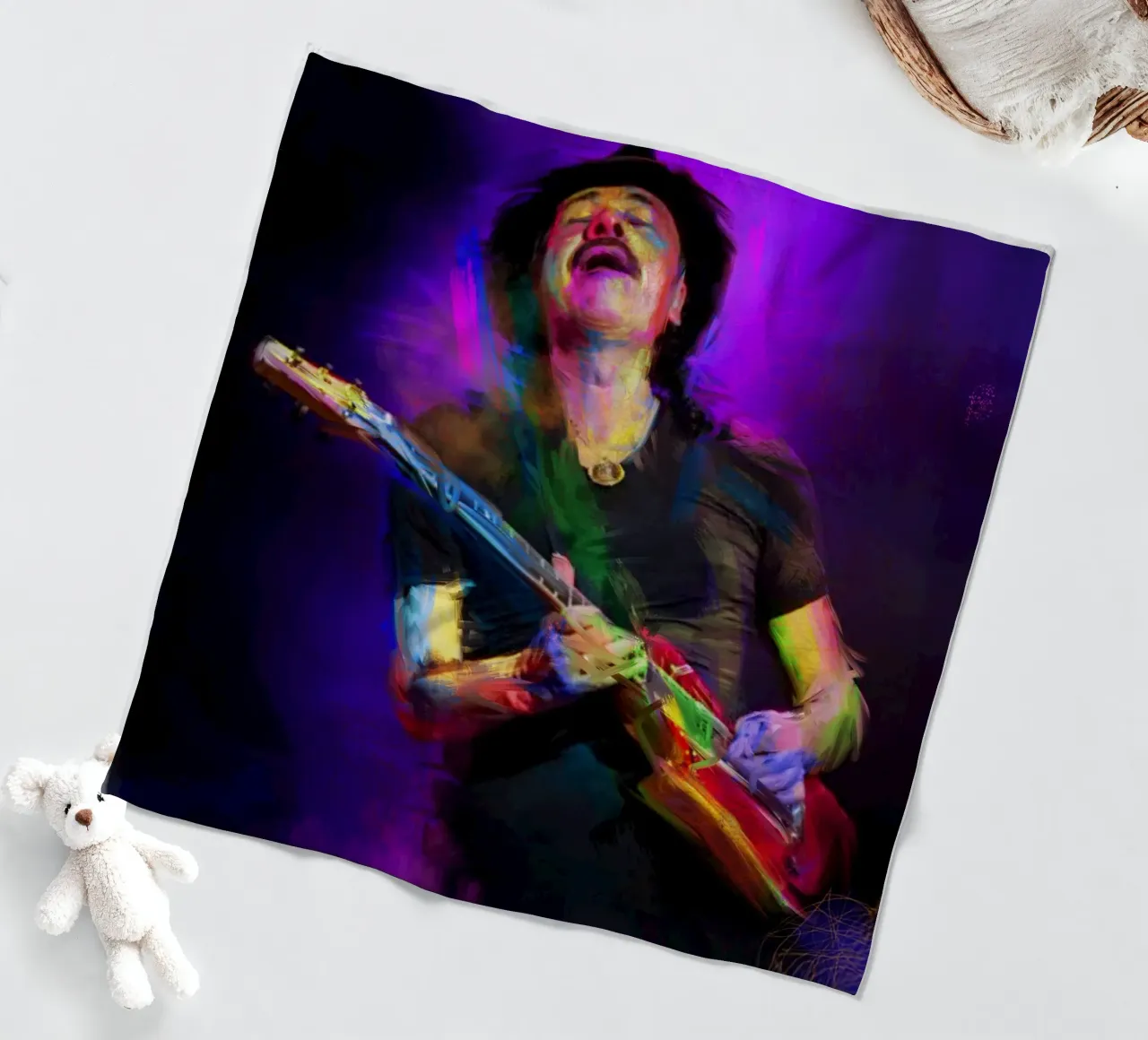 Carlos Santana abstract colorful pop art coperta in pile da Hantamrata