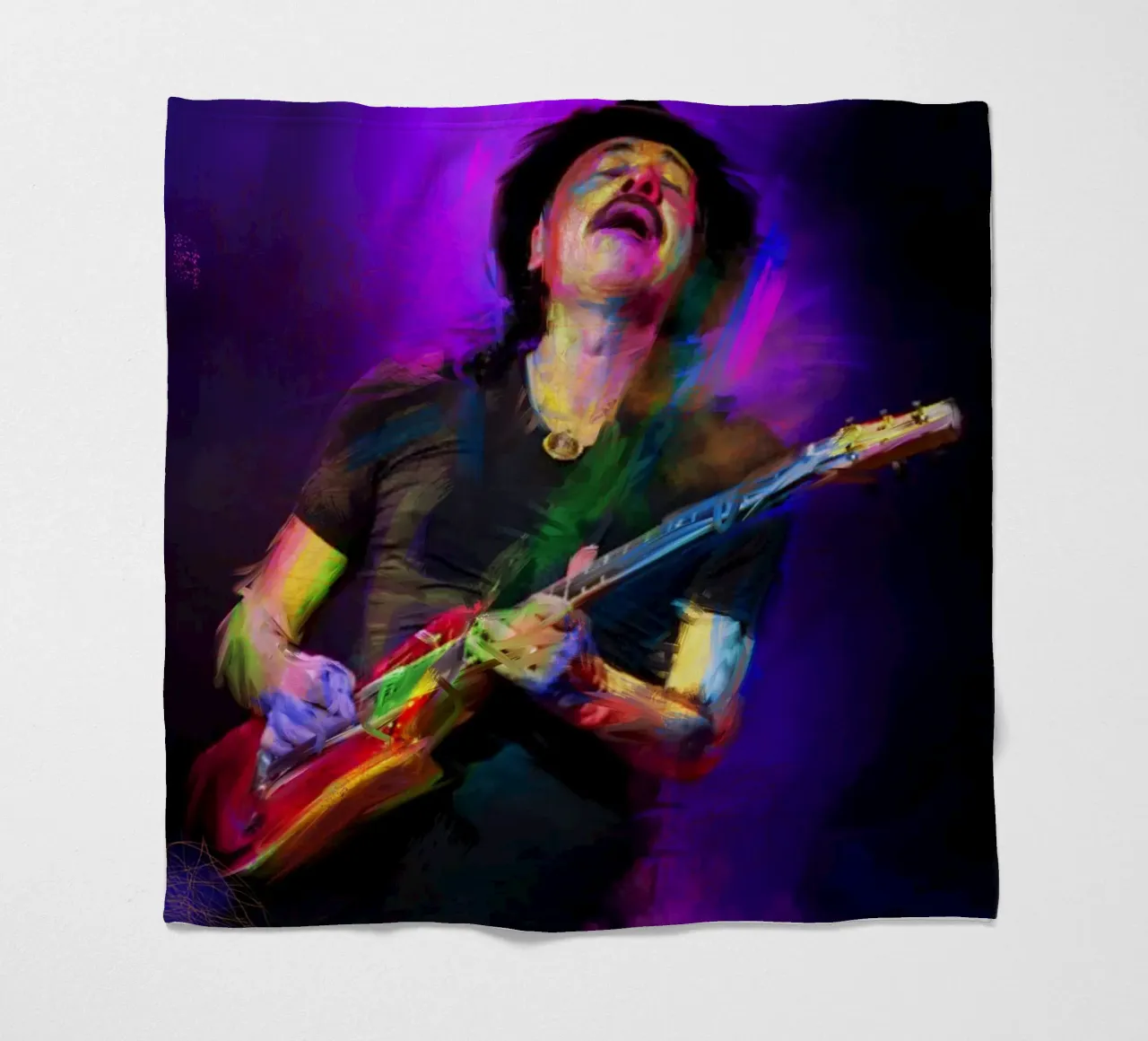 Carlos Santana abstract colorful pop art coperta in pile da Hantamrata