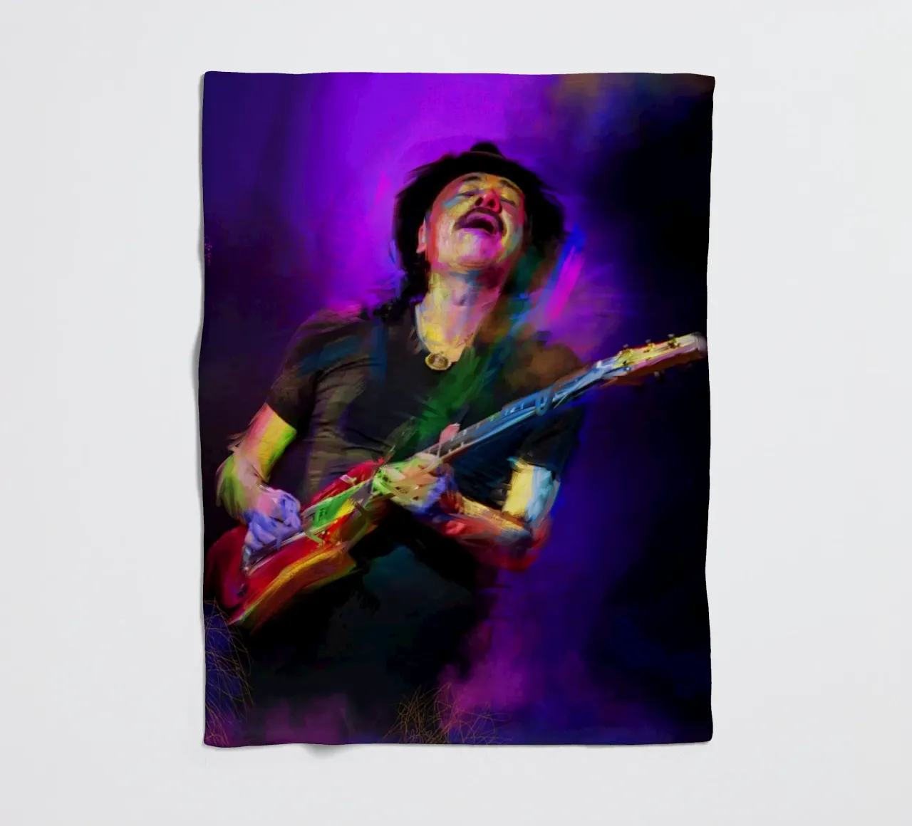 Carlos Santana abstract colorful pop art coperta in pile da Hantamrata