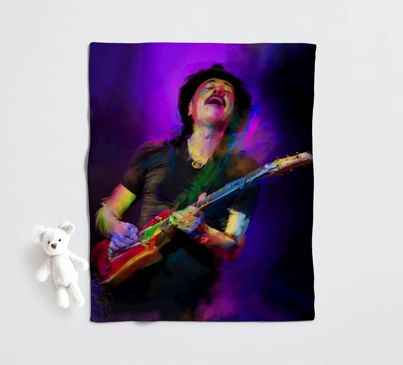 Carlos Santana abstract colorful pop art coperta in pile da Hantamrata