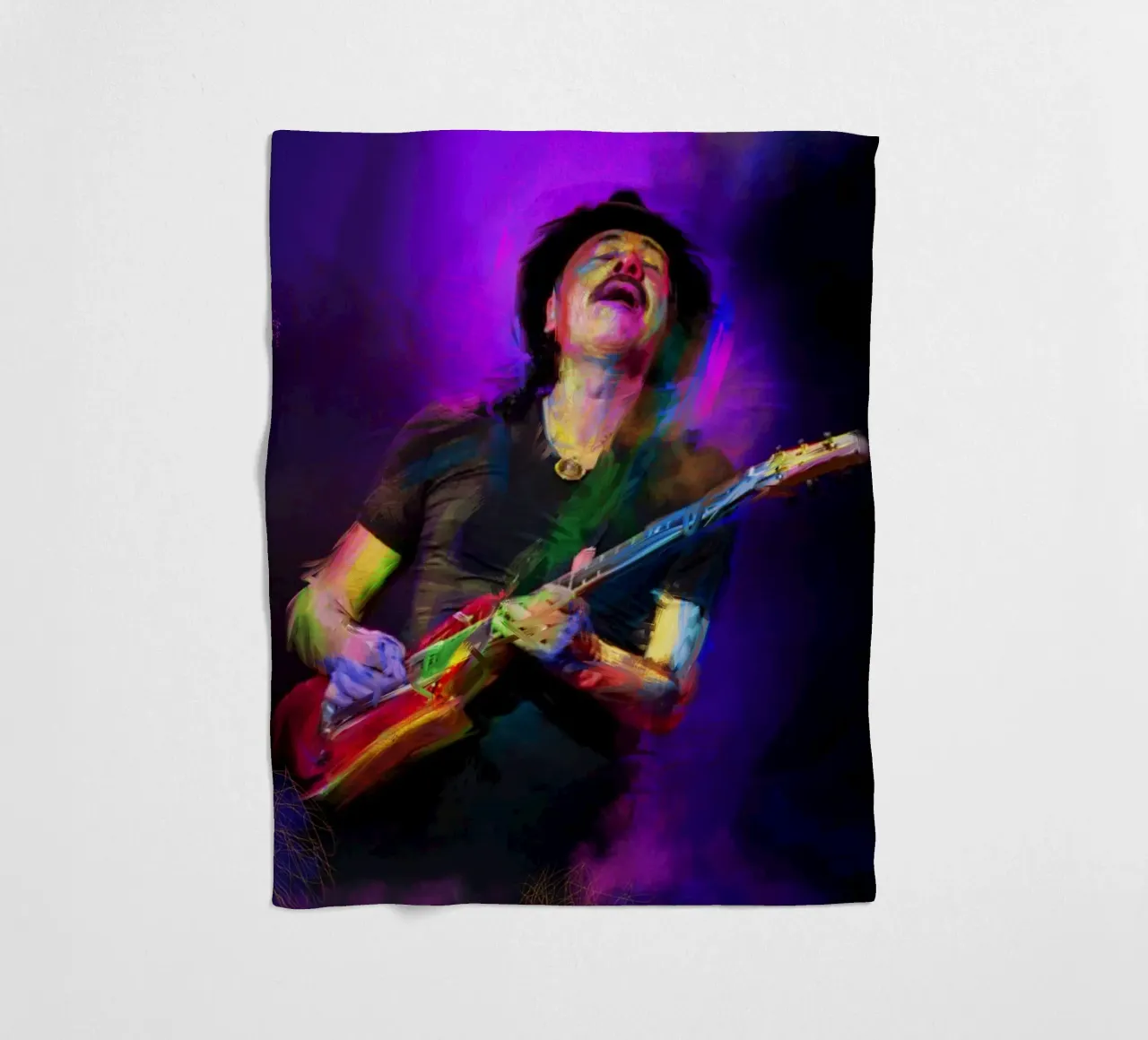 Carlos Santana abstract colorful pop art coperta in pile da Hantamrata