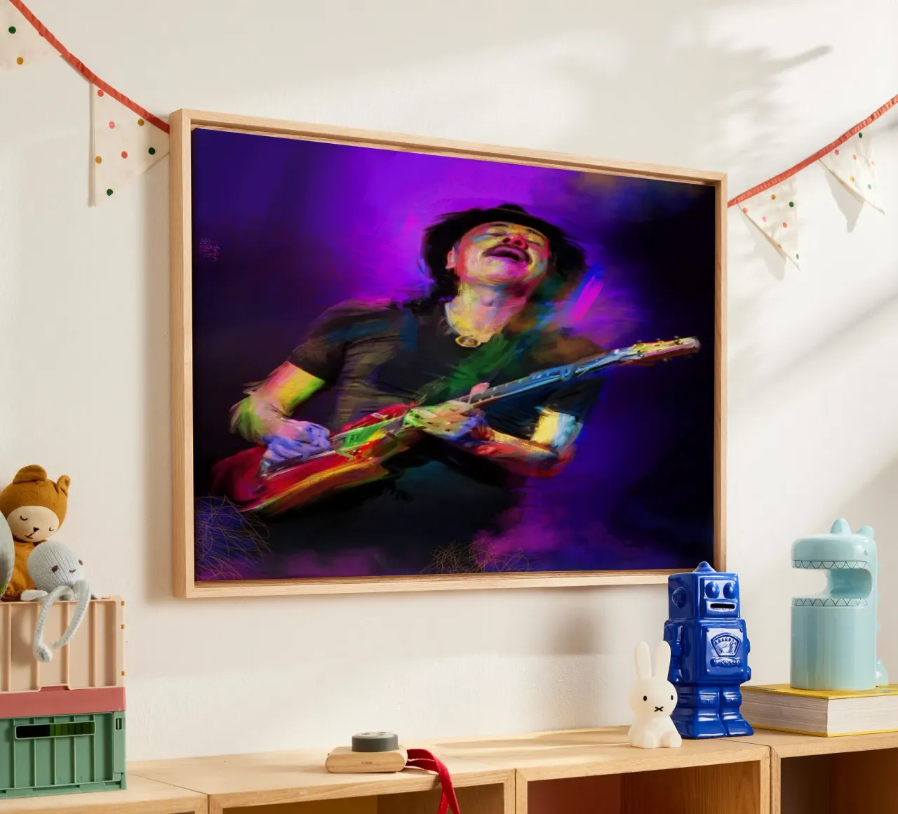Carlos Santana abstract colorful pop art tela da Hantamrata