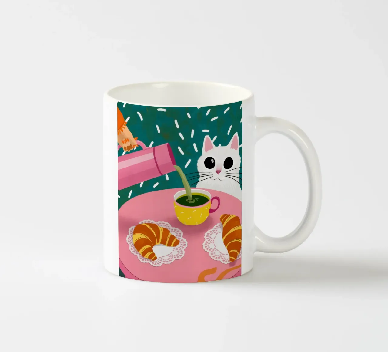 Rosa Pariser Frühstück Keramik Tasse von Hollow Years