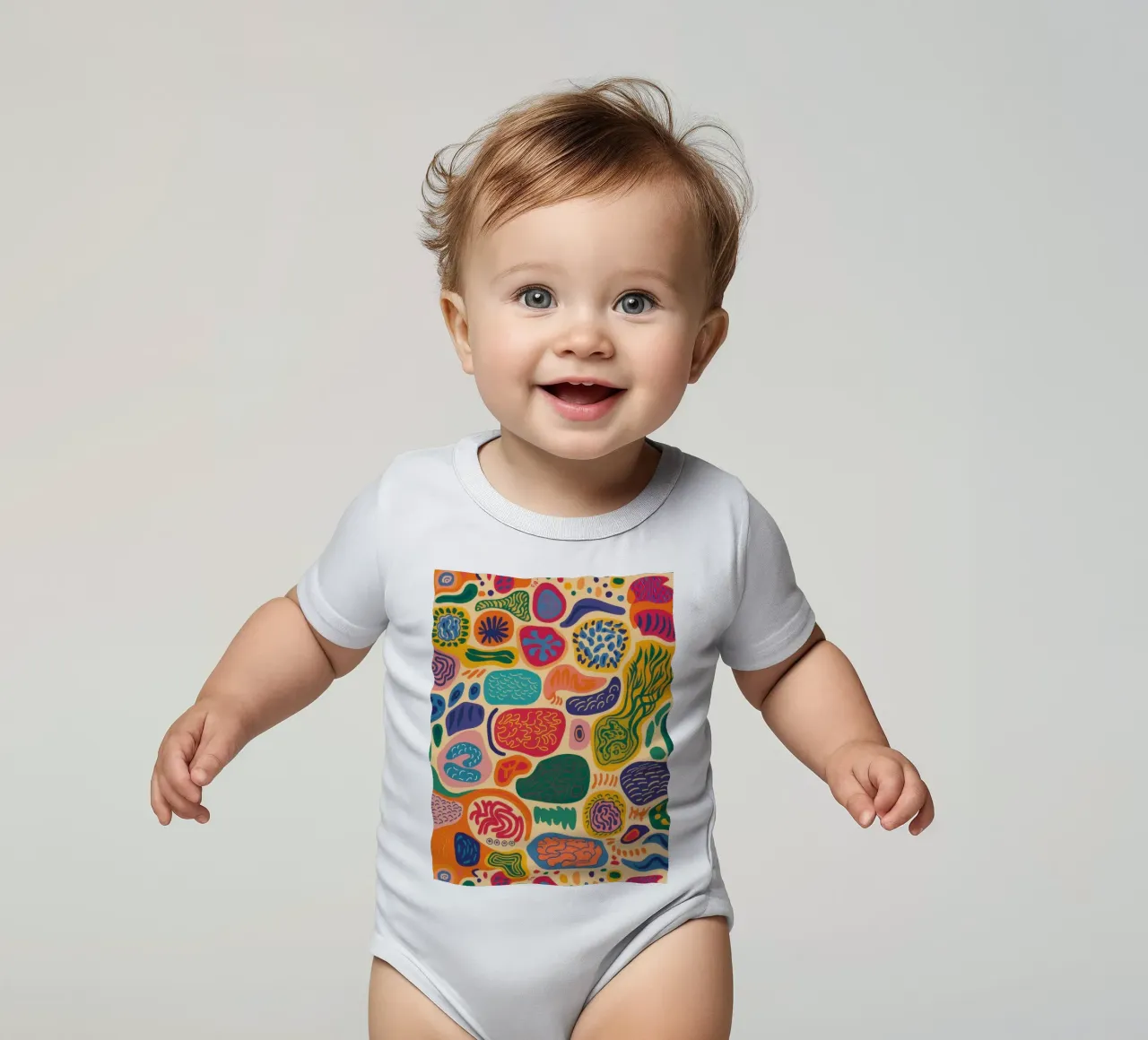 Colorful Pebble Pattern short-sleeve baby romper by Sentinel Glow