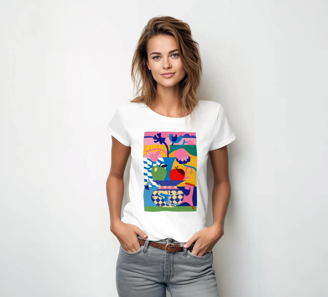 Medley di fiori cubisti t-shirt da donna da Mossy Pigment